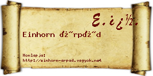 Einhorn Árpád névjegykártya